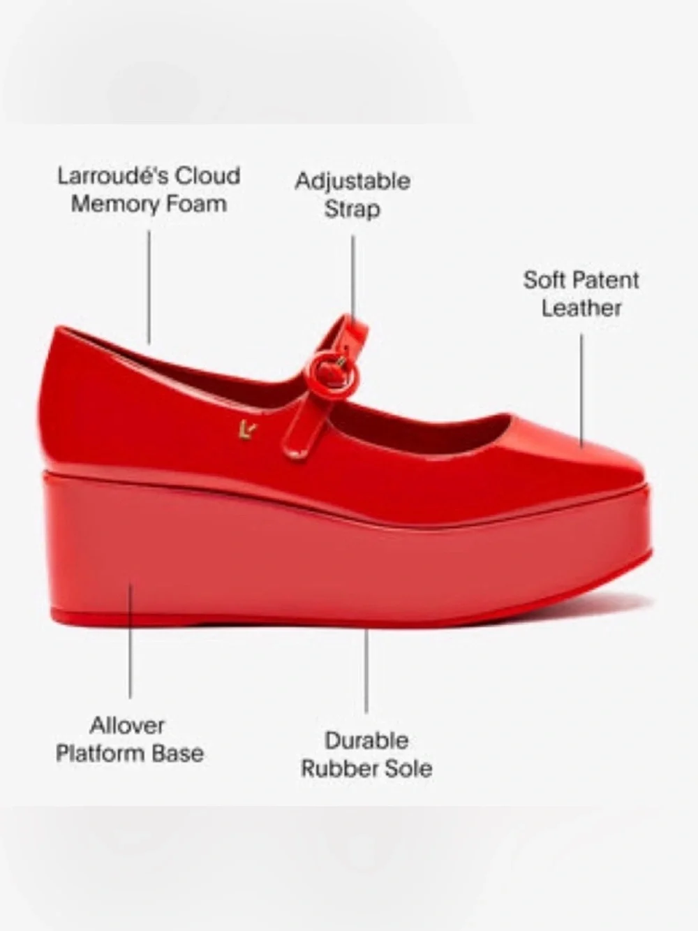 NEW Larroude Blair Vibrant Red Platform Shoes Mary Jane 8.5 - Picture 3 of 9